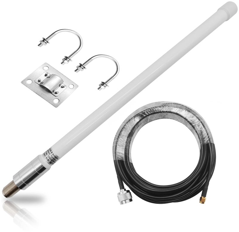 Tenmory 1090MHz 978MHz Dual Band ADS-B Antenna N-Type Female Outdoor 5dBi Fiberglass Antennas + 25ft N-Male to SMA-Male Extension Cable - Image 1